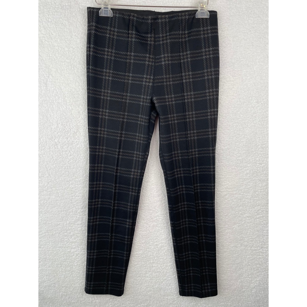 Sanctuary‎ x Anthropologie Womens Plaid Pull On Pants Black Grey Slim Size L
